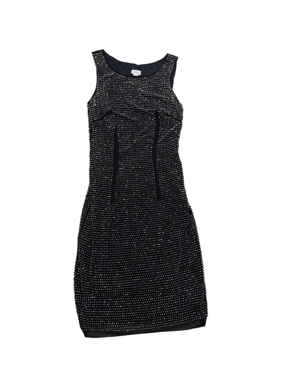 Cache Black Beaded Sleeveless Dress S/XS Grunge Glam Party Special Ocassion